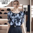 (Promoção Compre 1 Leve 2) Blusinha Ingrid™ com Babado e Mangas Bufantes /  O Charme do Chiffon para um Verão Sofisticado!